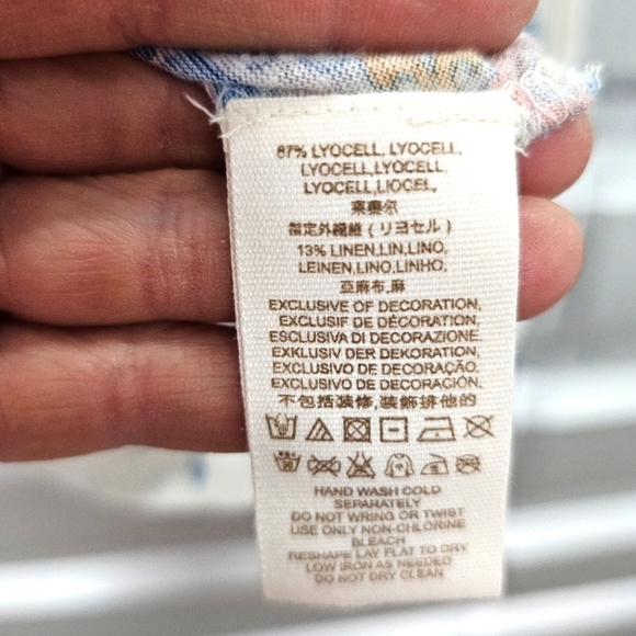 NWT Free People Lyocell Linen Macra Maze Ivory Combo Fringe Blouse - Picture 10 of 12